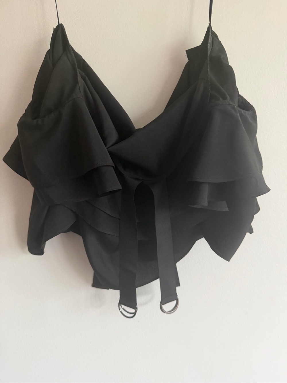 A/X Armani Exchange Black Ruffle Tie-Front Camisole